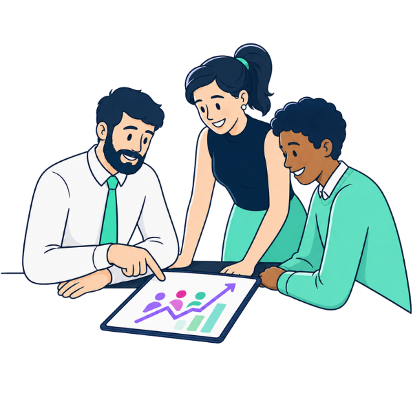 A diverse team of colleagues working together
